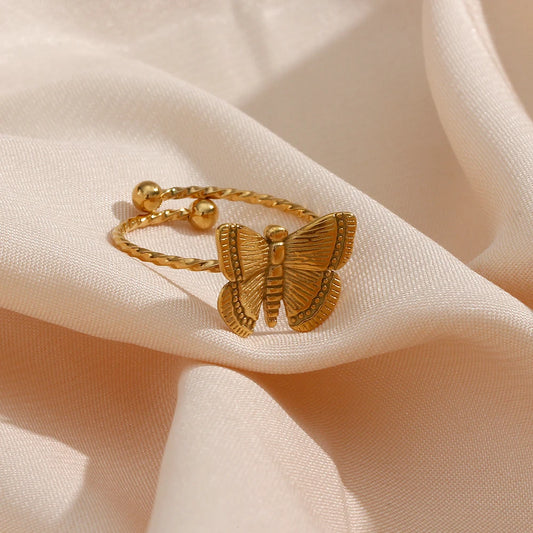 18K Gold Plated Adjustable Butterfly Ring