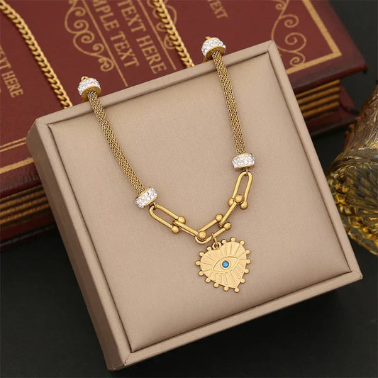 All Seeing Heart Pendant Choker Necklace